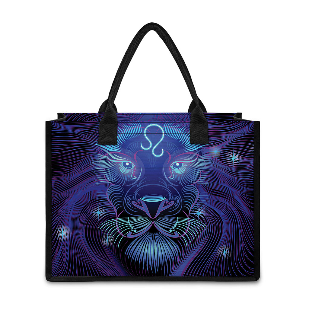 Dark Leo Zodiac Sign Print Canvas Tote Bag