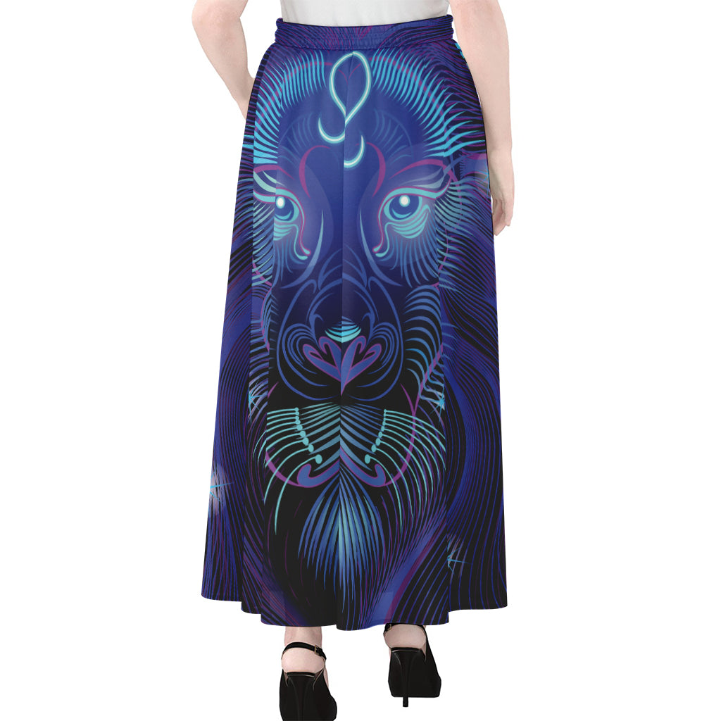 Dark Leo Zodiac Sign Print Chiffon Maxi Skirt