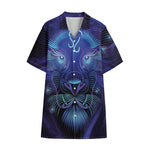 Dark Leo Zodiac Sign Print Cotton Hawaiian Shirt