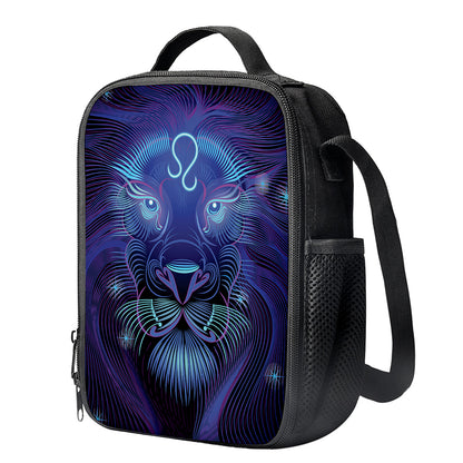Dark Leo Zodiac Sign Print Crossbody Lunch Bag