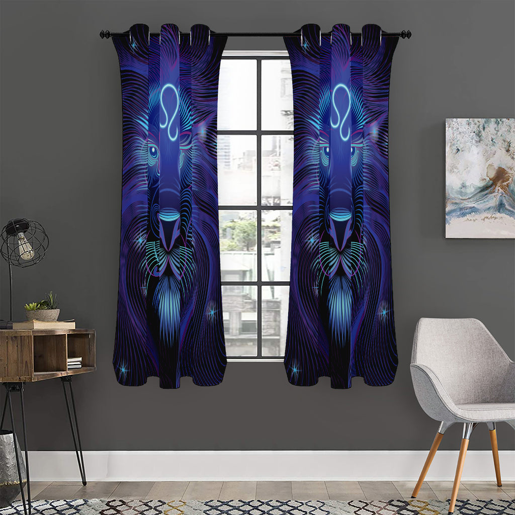 Dark Leo Zodiac Sign Print Curtain