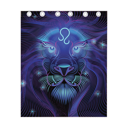 Dark Leo Zodiac Sign Print Curtain