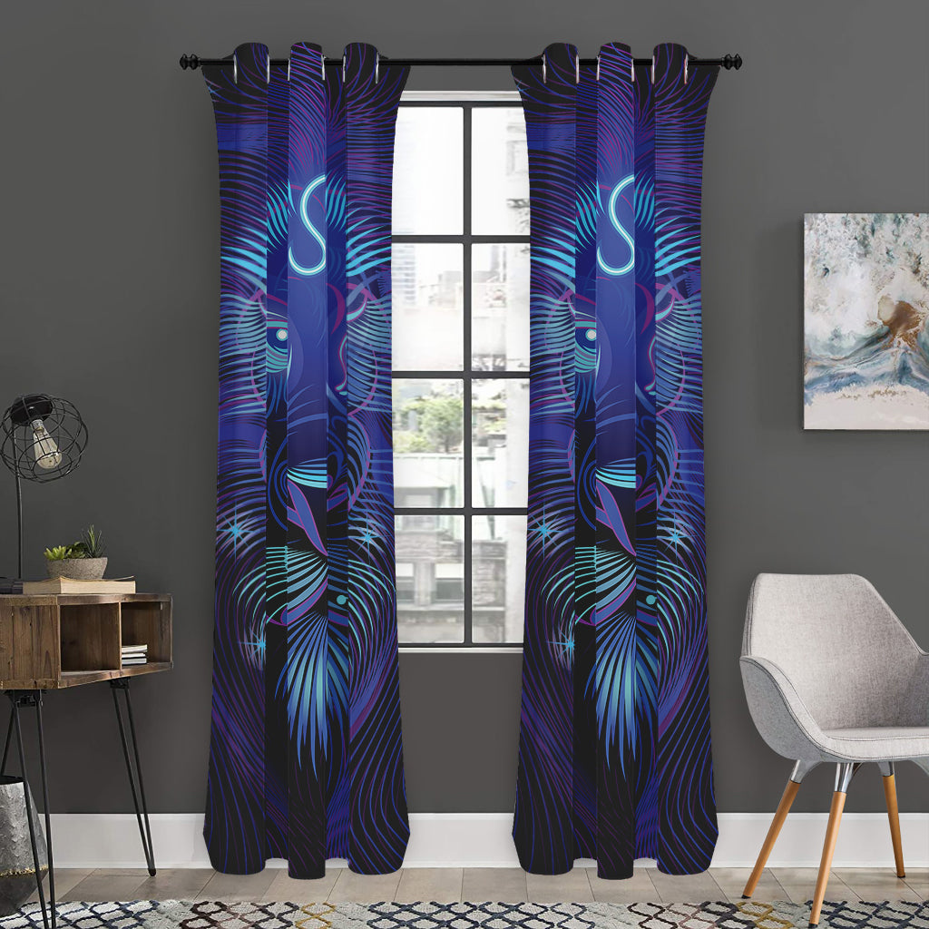 Dark Leo Zodiac Sign Print Curtain