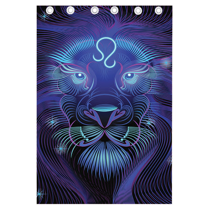 Dark Leo Zodiac Sign Print Curtain