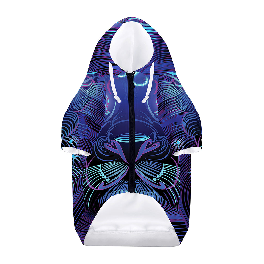 Dark Leo Zodiac Sign Print Dog Zip Up Hoodie