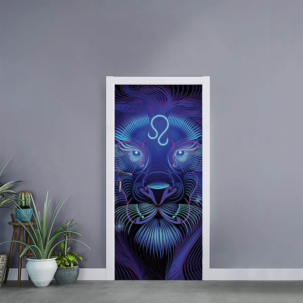 Dark Leo Zodiac Sign Print Door Sticker