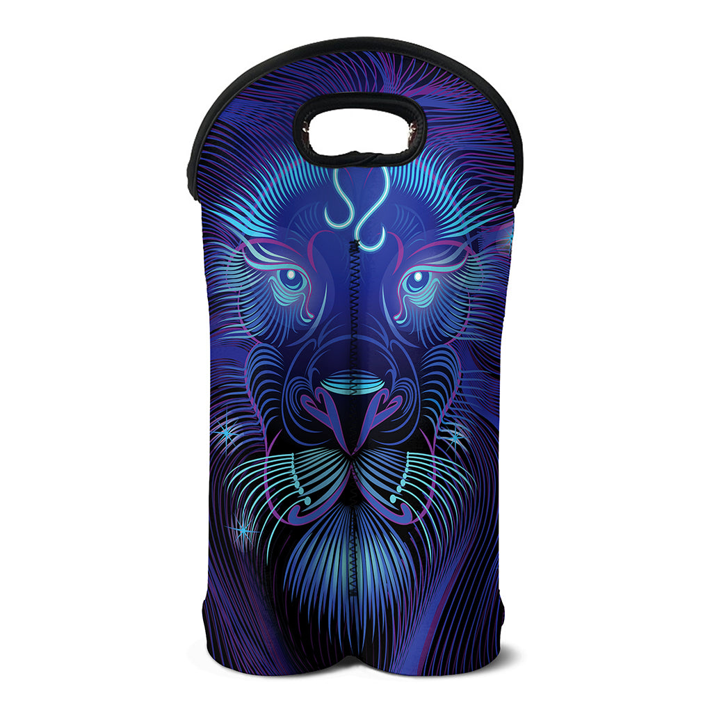 Dark Leo Zodiac Sign Print Double Neoprene Wine Tote