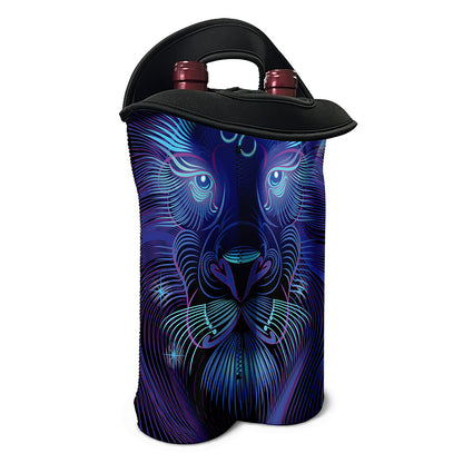 Dark Leo Zodiac Sign Print Double Neoprene Wine Tote