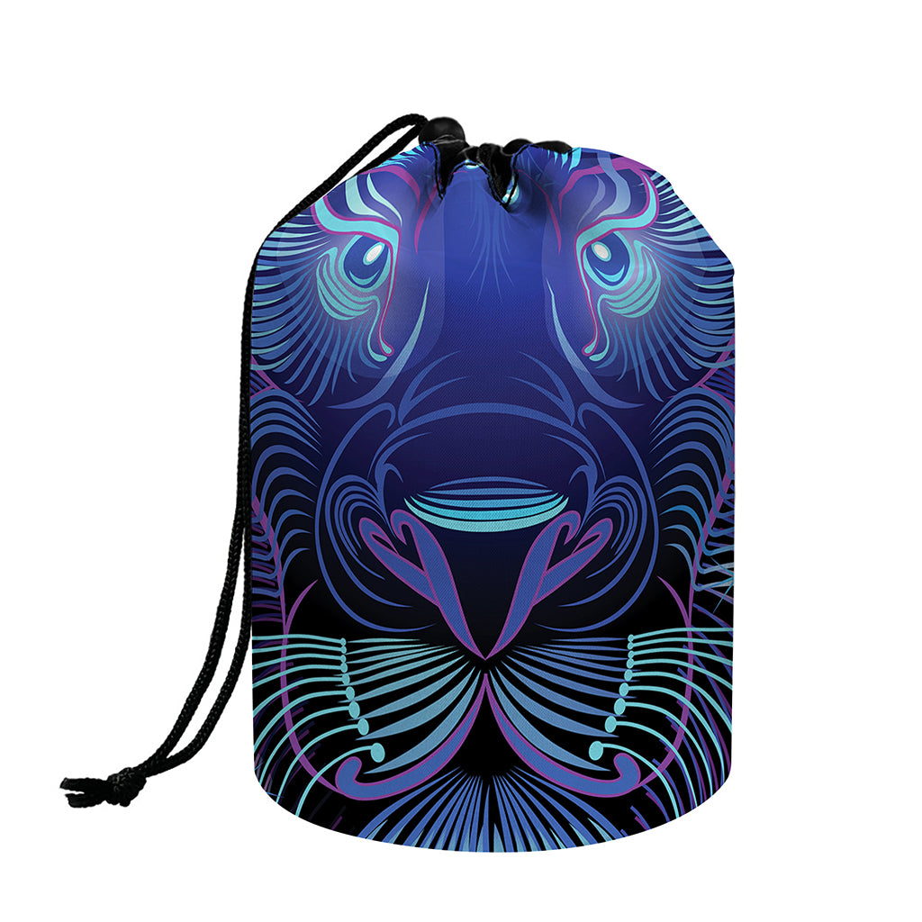 Dark Leo Zodiac Sign Print Drawstring Makeup Bag