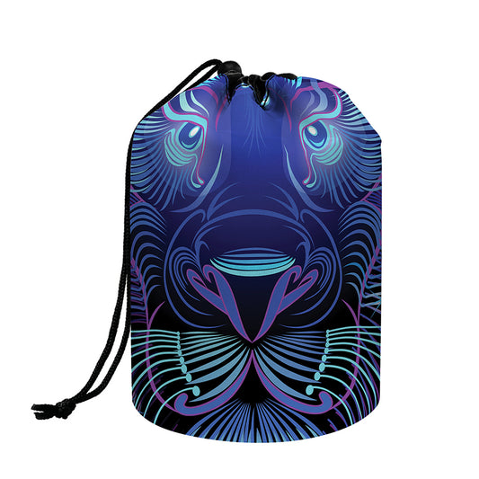Dark Leo Zodiac Sign Print Drawstring Makeup Bag