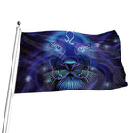 Dark Leo Zodiac Sign Print Flag