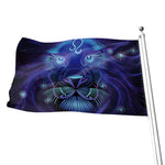 Dark Leo Zodiac Sign Print Flag