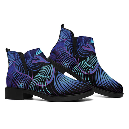 Dark Leo Zodiac Sign Print Flat Ankle Boots