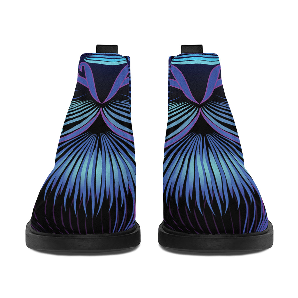 Dark Leo Zodiac Sign Print Flat Ankle Boots