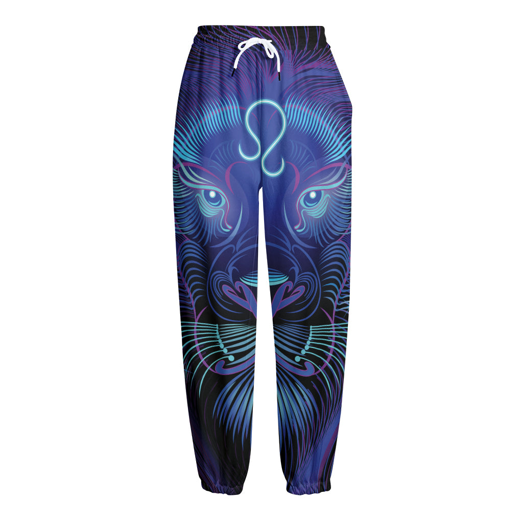Dark Leo Zodiac Sign Print Fleece Lined Knit Pants