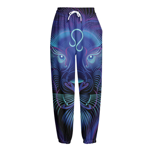 Dark Leo Zodiac Sign Print Fleece Lined Knit Pants