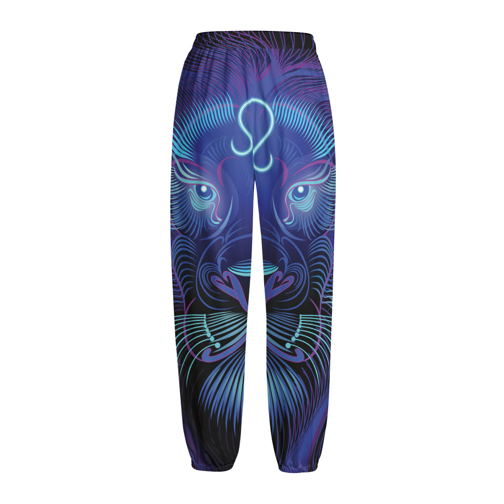 Dark Leo Zodiac Sign Print Fleece Lined Knit Pants