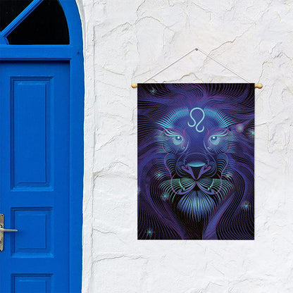 Dark Leo Zodiac Sign Print Garden Flag