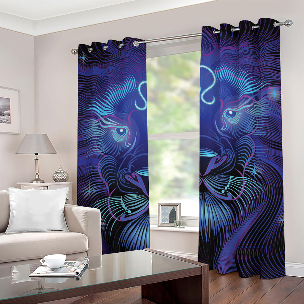 Dark Leo Zodiac Sign Print Grommet Curtains