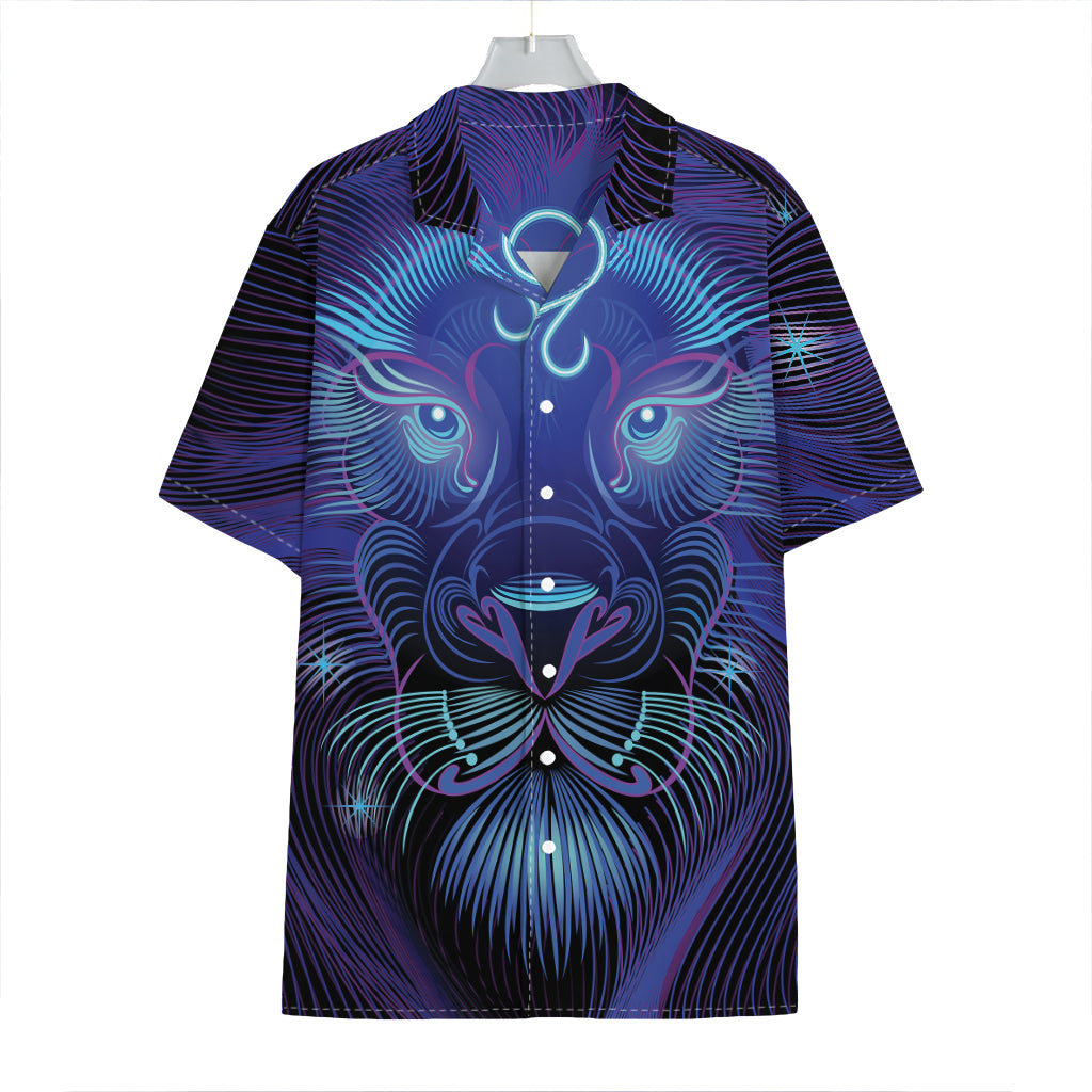 Dark Leo Zodiac Sign Print Hawaiian Shirt