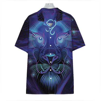 Dark Leo Zodiac Sign Print Hawaiian Shirt