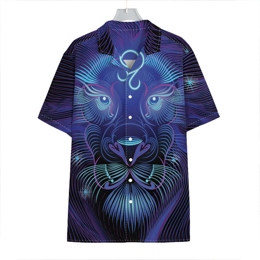 Dark Leo Zodiac Sign Print Hawaiian Shirt