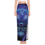 Dark Leo Zodiac Sign Print High Slit Maxi Skirt