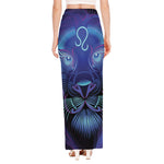 Dark Leo Zodiac Sign Print High Slit Maxi Skirt