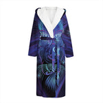 Dark Leo Zodiac Sign Print Hooded Bathrobe