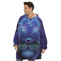 Dark Leo Zodiac Sign Print Hoodie Blanket