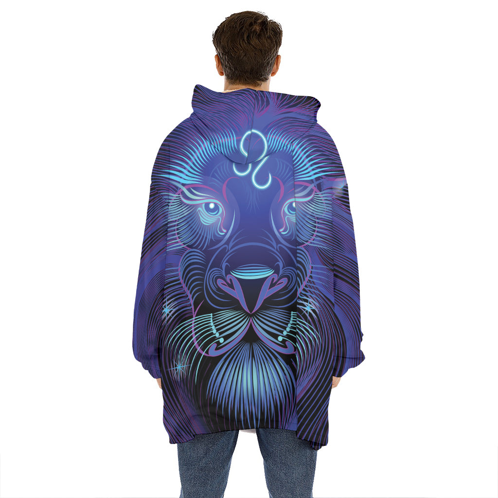 Dark Leo Zodiac Sign Print Hoodie Blanket
