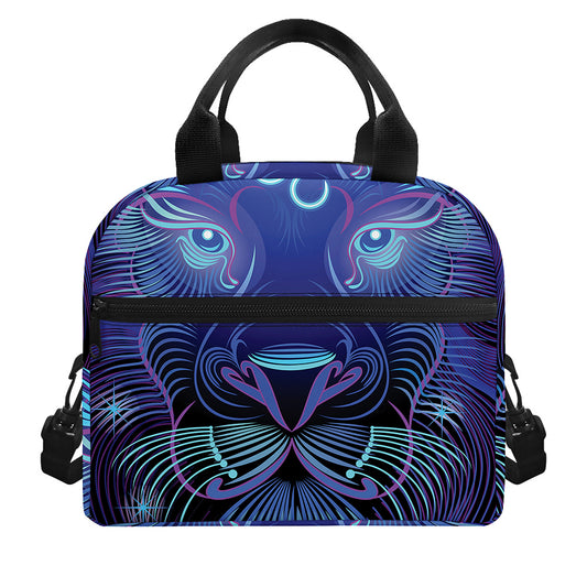 Dark Leo Zodiac Sign Print Insulated Lunch Bag