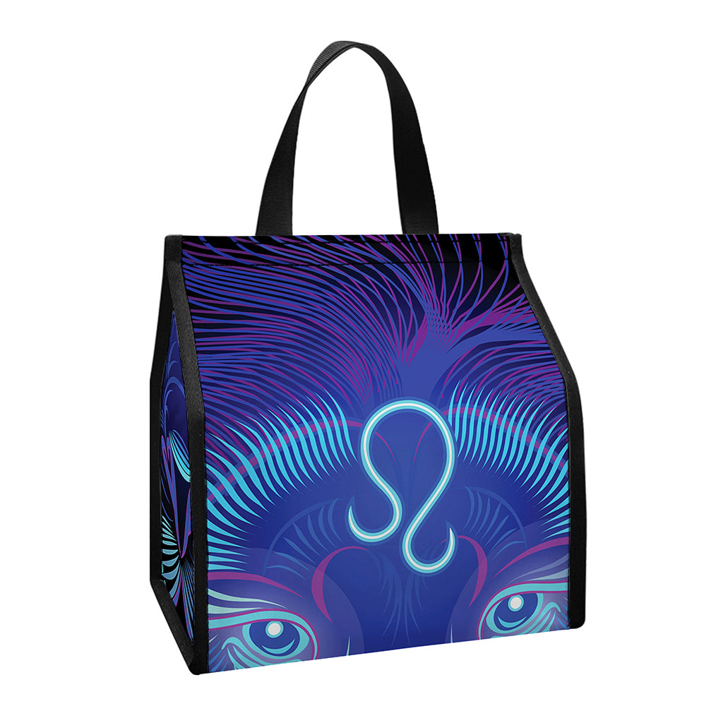 Dark Leo Zodiac Sign Print Insulated Lunch Tote