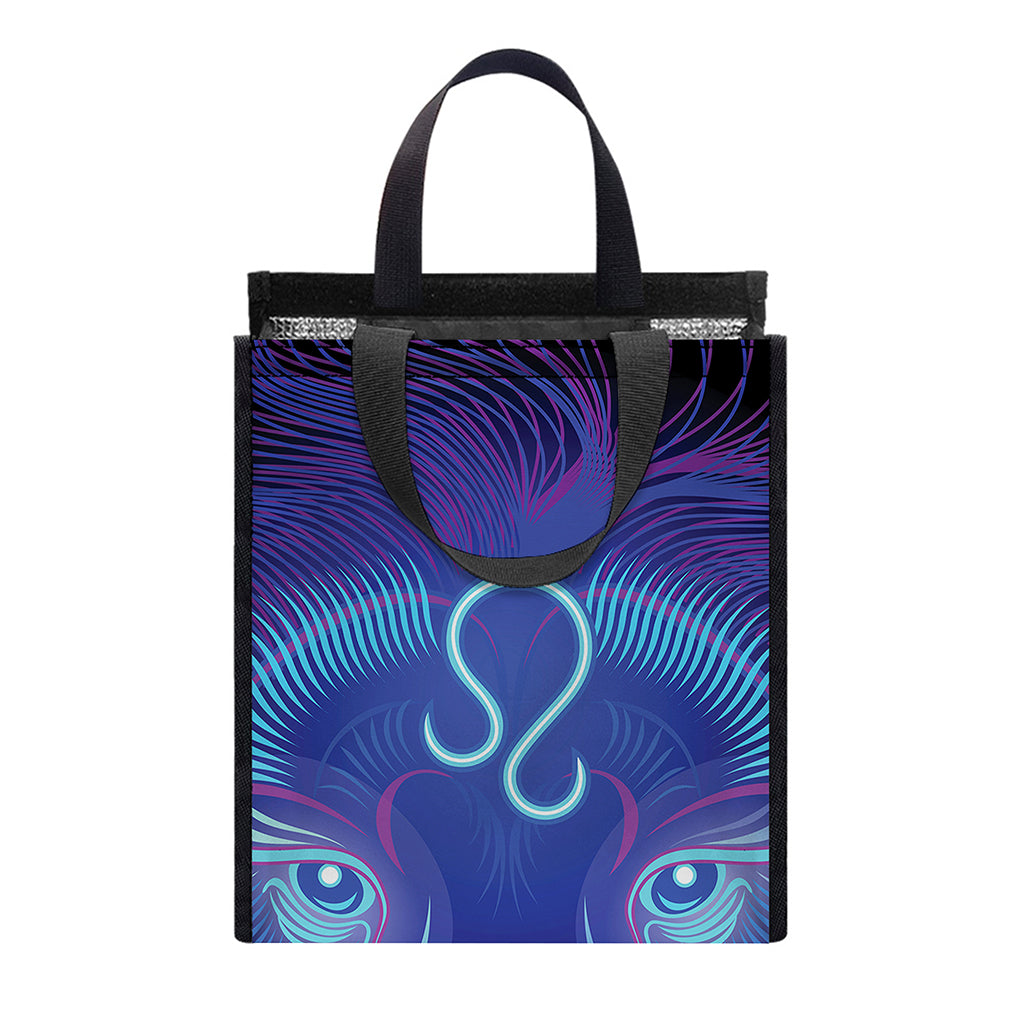 Dark Leo Zodiac Sign Print Insulated Lunch Tote