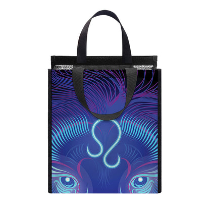 Dark Leo Zodiac Sign Print Insulated Lunch Tote