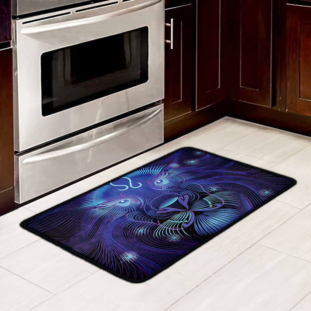 Dark Leo Zodiac Sign Print Kitchen Mat