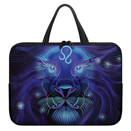 Dark Leo Zodiac Sign Print Laptop Sleeve With Handle