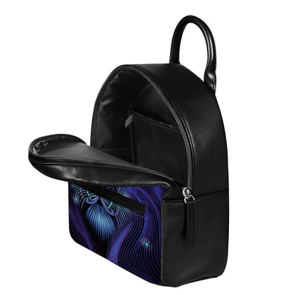 Dark Leo Zodiac Sign Print Leather Backpack