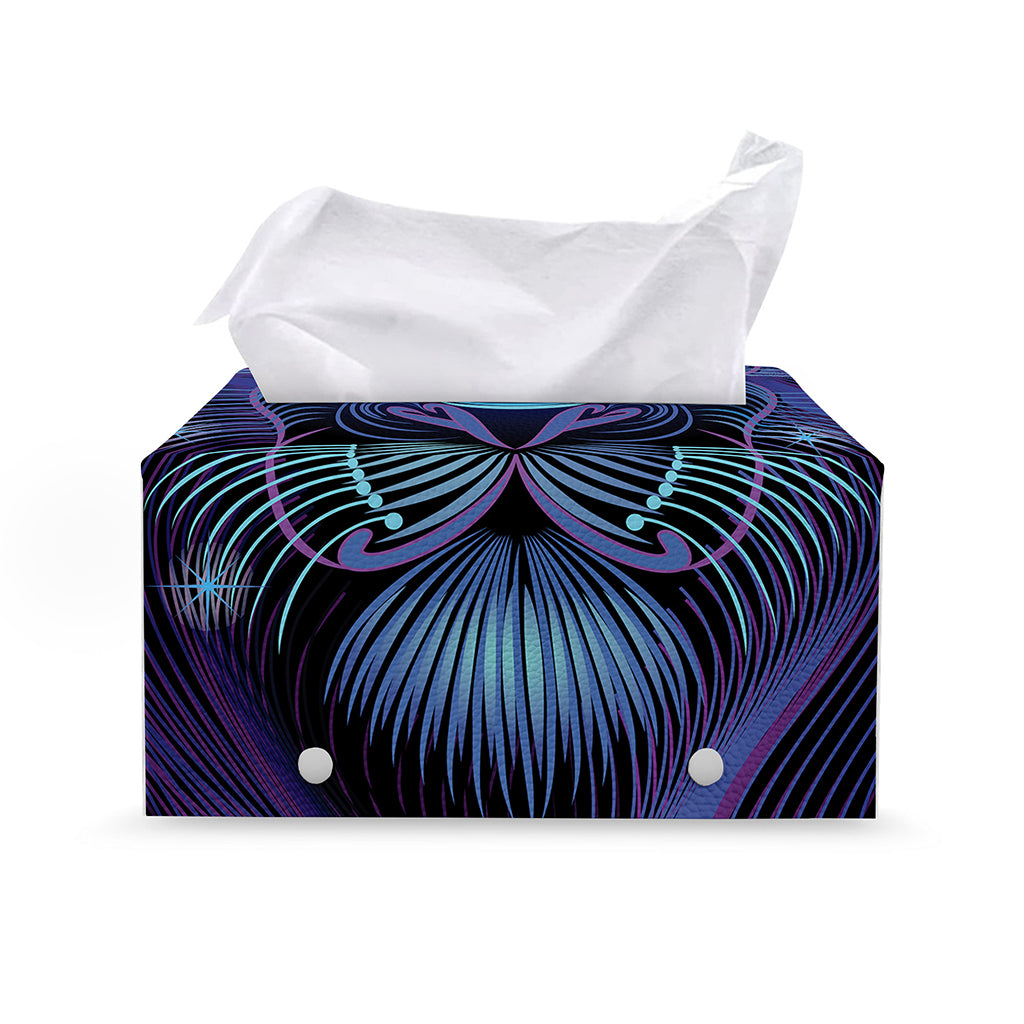 Dark Leo Zodiac Sign Print Leather Tissue Box Cover