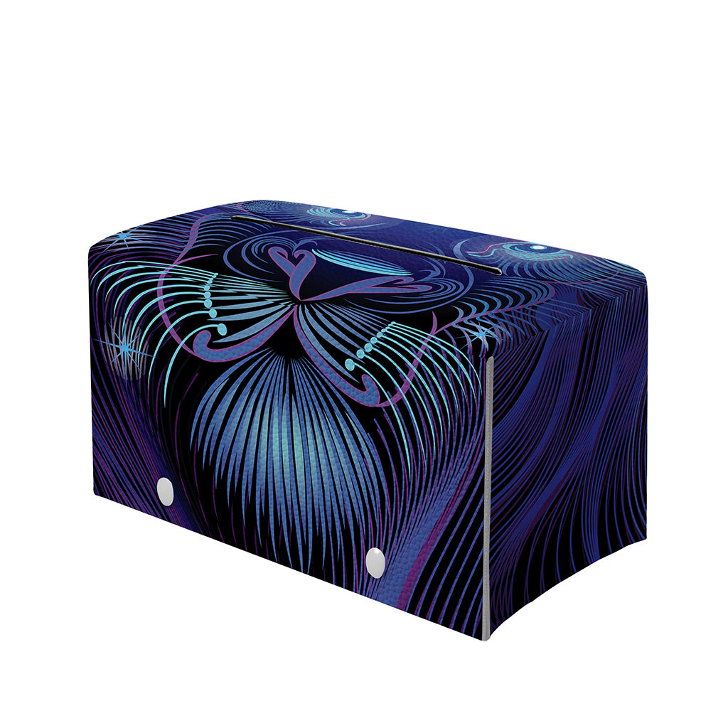 Dark Leo Zodiac Sign Print Leather Tissue Box Cover