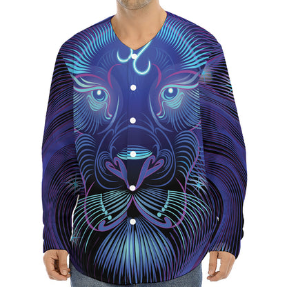 Dark Leo Zodiac Sign Print Long Sleeve Baseball Jersey