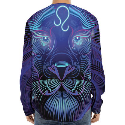 Dark Leo Zodiac Sign Print Long Sleeve Baseball Jersey