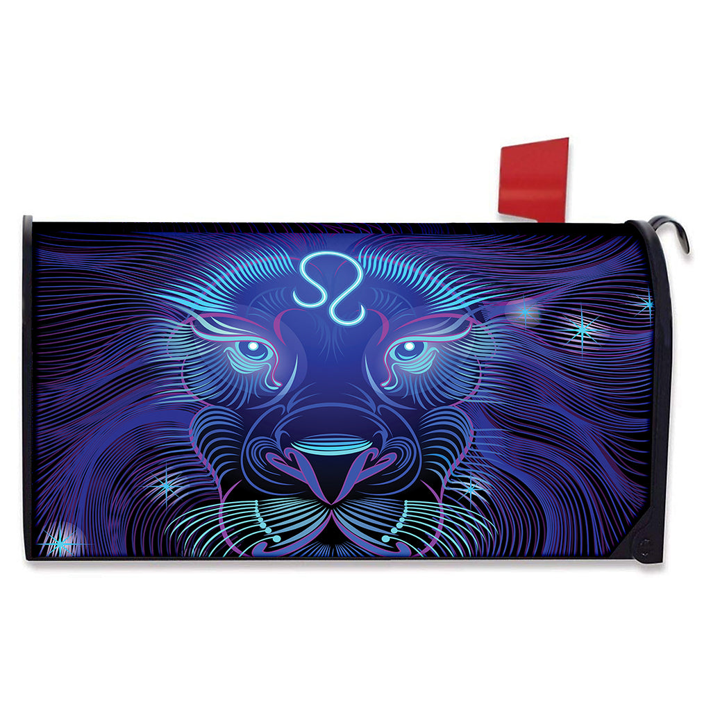 Dark Leo Zodiac Sign Print Mailbox Cover