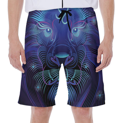 Dark Leo Zodiac Sign Print Men's Beach Shorts