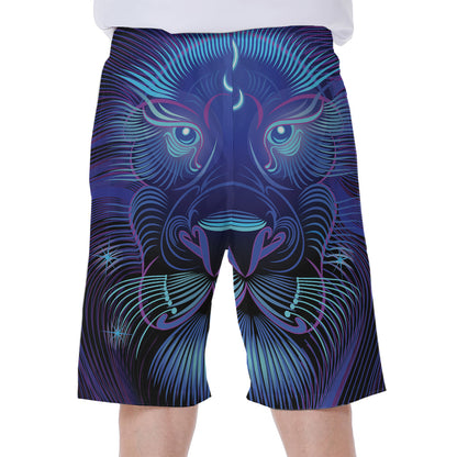 Dark Leo Zodiac Sign Print Men's Beach Shorts
