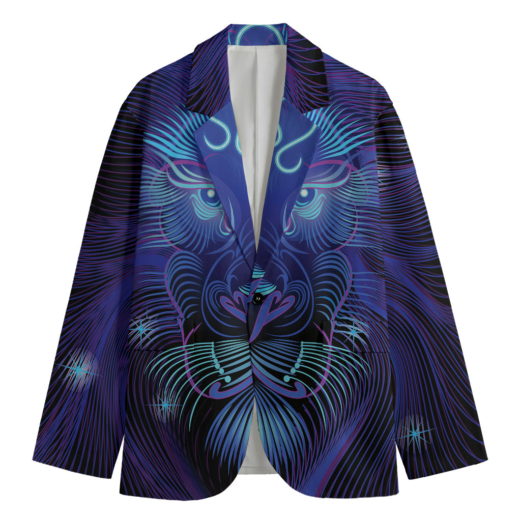 Dark Leo Zodiac Sign Print Men's Blazer