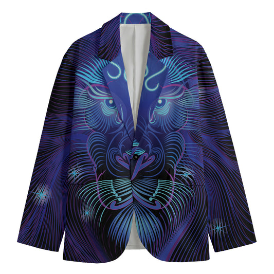 Dark Leo Zodiac Sign Print Men's Blazer