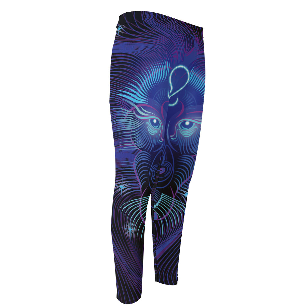 Dark Leo Zodiac Sign Print Men's Compression Pants