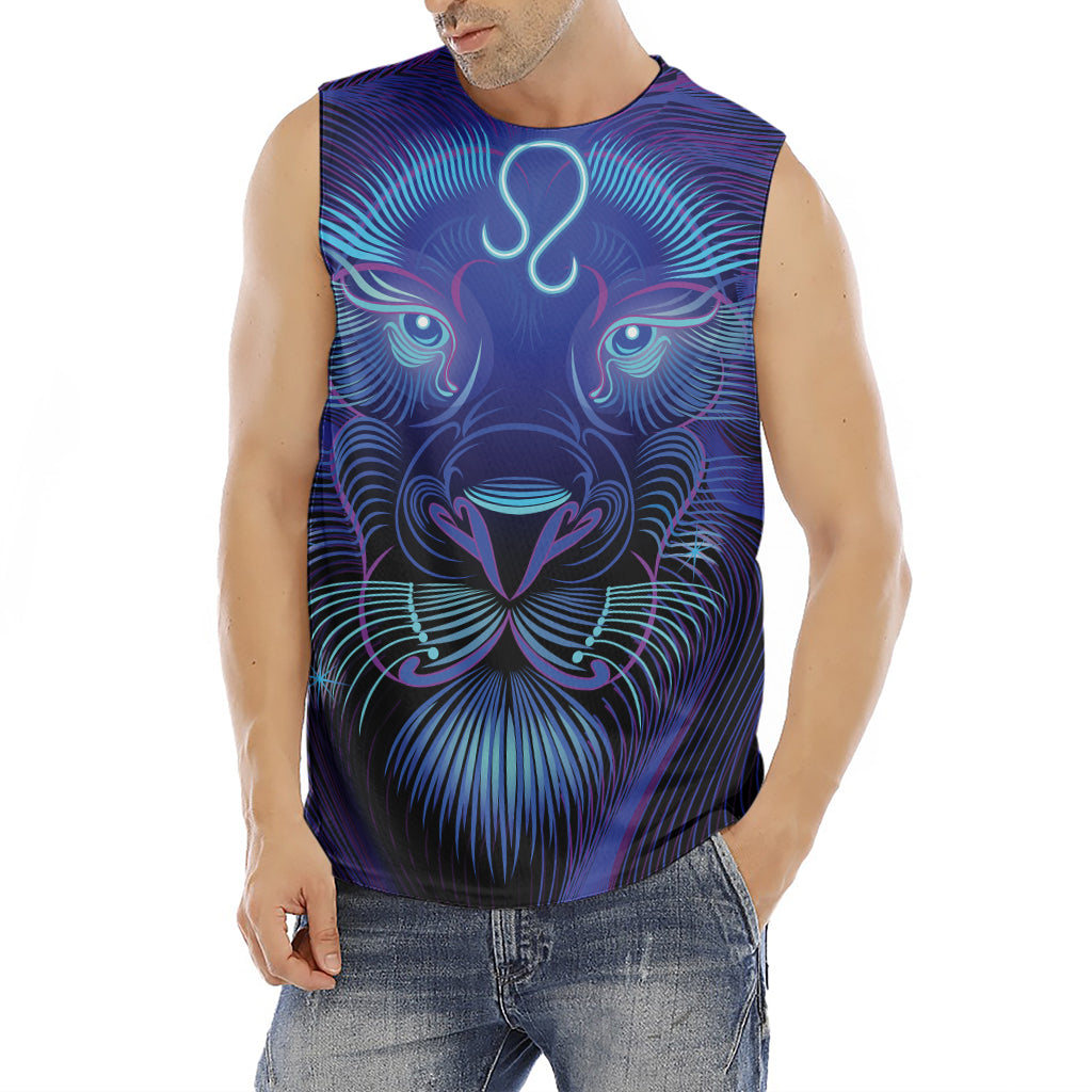 Dark Leo Zodiac Sign Print Men's Fitness Tank Top