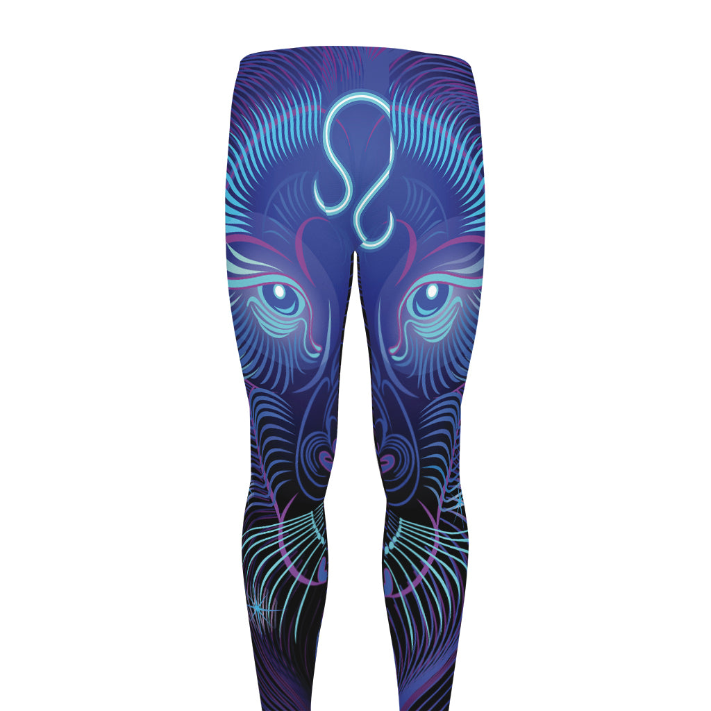 Dark Leo Zodiac Sign Print Men's leggings